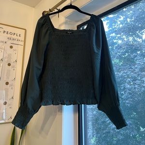 Madewell Lucie Bubble-Sleeve Smocked Top